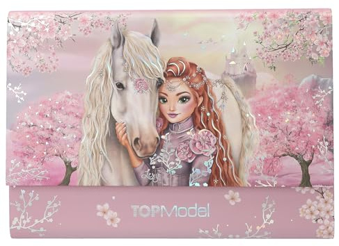 Depesche 13616 TOPModel Viva Violet - Briefpapier Set in Mappe, mit Model Motiv, Pferd und Blumen, inkl. Briefblättern und Umschlägen