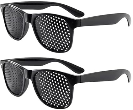 2Stück Lunisk Correction Glasses,2025 New Lunisk Correction Glasses Pinhole,Rasterbrille Pinhole Glasses,Augentrainer Lochbrille,Schwarze Rasterbrille für Sehvermögen-Verbesserung und Augenentspannung