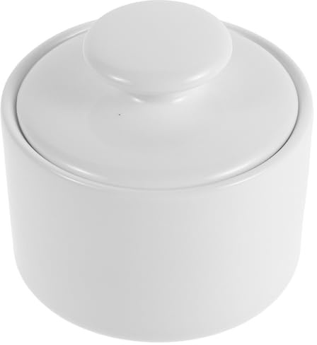 Hohopeti Pot à Sucre à Café en Céramique Blanc 170ml avec Couvercle