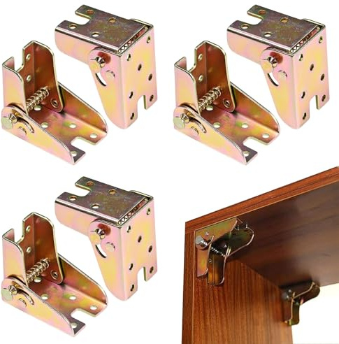 4 Piezas Bisagras Plegables, Patas de Mesa Plegables con Bloqueo, Articulación de 90 grados con Auto Seguro, Soporte Plegable para Piernas de Mesa, Herrajes para Patas de Muebles Cama Mesas Plegables