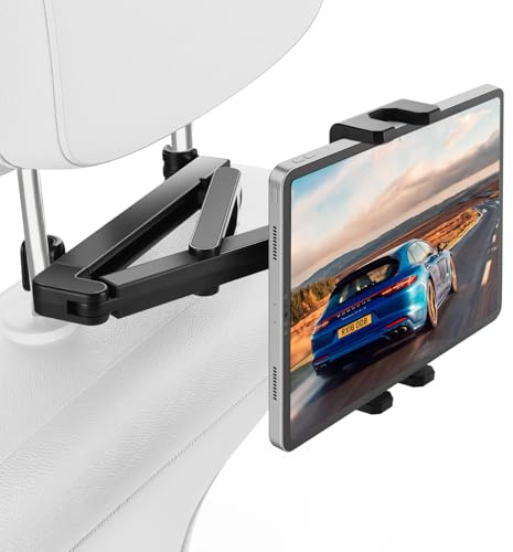 Zaxiva Soporte Tablet Coche, [Estructura Triangular Estabilizadora] ‌Soporte iPad Coche Reposacabezas, 360° Rotación ‌Soporte Asiento Trasero para iPad, Switch, Otros Dispositivos de 4.7-12.9