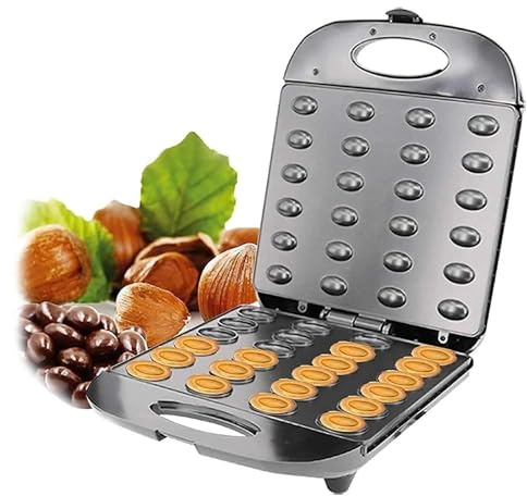 1400W Electric Walnut Cookie Maker, Non Stick Double Sided Heating Nut Cake Machine with Indicator Light, Compact Home Kitchen Baking Appliance for Cookies, Snacks & Dried Fruits