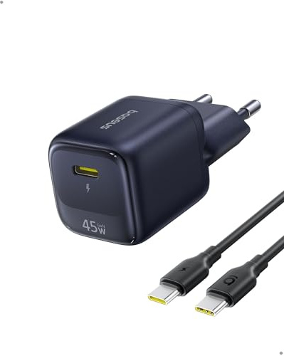 Baseus Chargeur USB C 45W GaN avec câble 1 m, Alimentation Charge Rapide PPS PD pour Samsung S25 Ultra/S24, iPhone 17/16/15 Pro Max, iPad, MacBook, Pixel