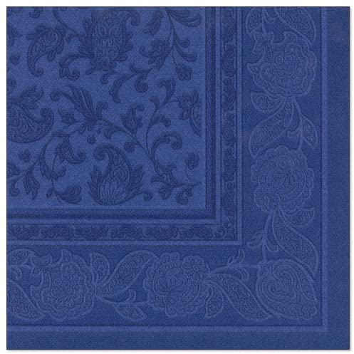 50 Servietten ROYAL Collection 1/4-Falz 40 cm x 40 cm dunkelblau Ornaments