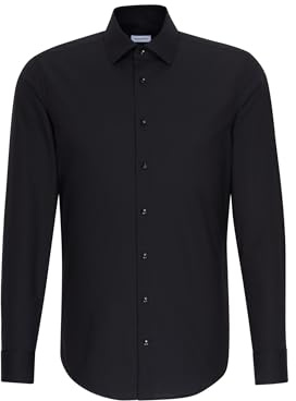 Seidensticker Herren Business Hemd X-Slim Fit – Bügelfreies, sehr schmales Hemd mit Kent-Kragen – Langarm, Uomo, Schwarz (Schwarz 39), 37
