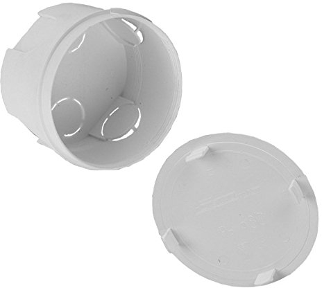 ELEKTRO-PLAST Hohlwanddose Schalterdose Gerätedose Abzweigdose UP 80mm 13.3 6496 - weiß - nicht wasserfest - mit Deckel Ø 80