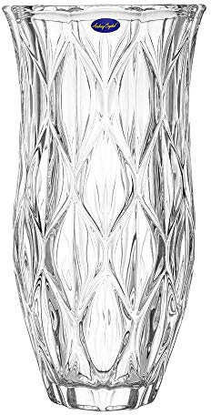Amlong Crystal Large Size Clear Floral Vase 12 inches High (6 inch Top and 3 inch Bottom)