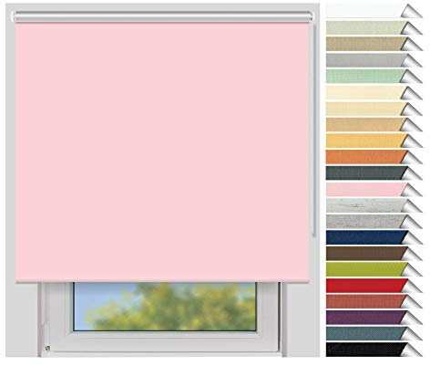 EFIXS Thermorollo Medium - Rollos nach Maß - 25 mm Rollowelle - Stoffbreite bis 220 cm, Höhe bis 240 cm - Hier: bis 140 cm x 150 cm (BxH) - rosa (062) - mit & ohne Bohren