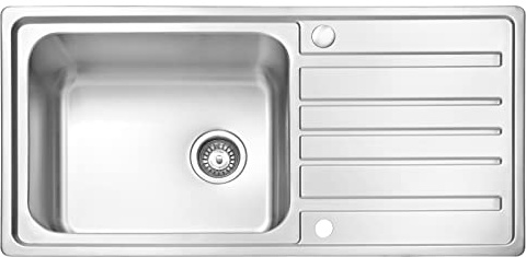 JASSFERRY Fregadero de cocina un seno, de Acero Inoxidable, escurridor reversible, con colador de residuos