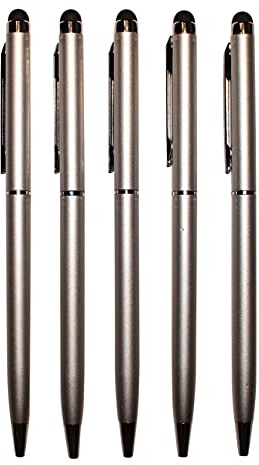 Dealbude24 5X Silber 2in1 Touch Display Kugelschreiber Stylus Eingabe Stift Pen Slim Pen