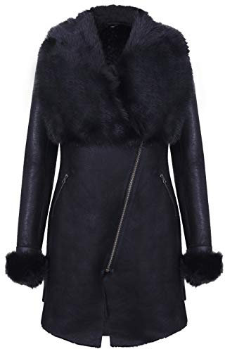 Infnity Leather Frauen Schwarz Wildleder Merino Schaffell Leder Mantel Mit Toscana Kragen 4XL