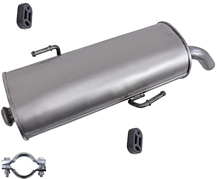 BESTPRICE Kit d'échappement 1x silencieux arrière, 2x butées, 1x collier de serrage Compatible avec PEUGEOT 206 CC (2D), 206 bicorps (2A/C)