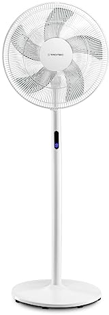 TROTEC Standventilator TVE 24 S – 48 Watt, oszillierend 80°, 8 Stufen, Ø 40 cm, höhenverstellbar, mit Fernbedienung, LED-Display