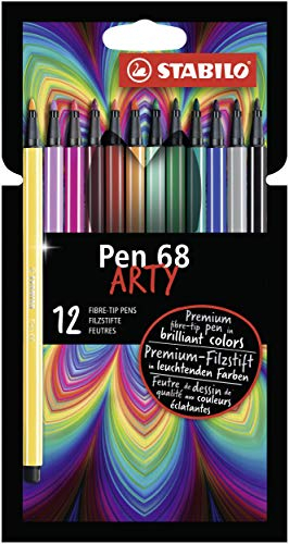 STABILO - Premium-Filzstift - Pen 68 - ARTY - 12er Pack - mit 12 verschiedenen Farben
