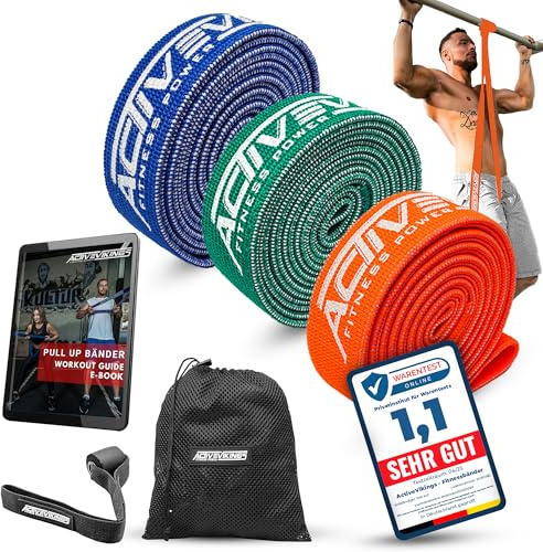 ActiveVikings® Pull-Up Stoff Fitnessbänder - Perfekt für Muskelaufbau - Fitnessband Klimmzugbänder Widerstandsbänder