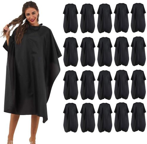 Black Waterproof Hair Salon Cape Professional Barber Cape with Metal Snap Closure Hair Cutting Cape (Black-20 Pack)