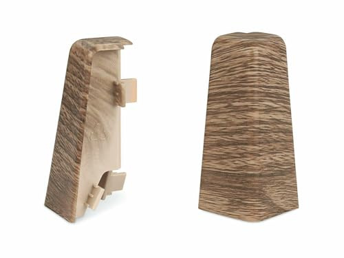 KGM Außenecken für MEGA-Profil, Eiche rustikal, 20 x 58 mm, 2 Stück | Passendes Zubehör zur KGM MEGA Sockelleiste, einfaches Aufstecken für saubere Ecken & Abschlüsse, Montage ohne Werkzeug