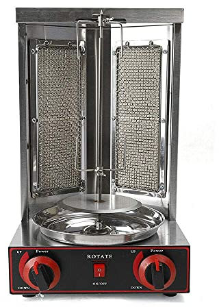 Gas Doner Kebab Machine - Barbacoa eléctrica de mesa para el hogar, distribución de calor de 360°, parrilla para pollo, giroscopio, parrilla vertical, parrilla giratoria con destornillador