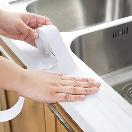 Caulk Strip, Wall Sealing Strip PVC Length Self Adhesive Bath Wall Sealing Strip, Waterproof Sealing Tape, 3 Colors, 3.2M, for Kitchen Gas Stove Sink Basin Bathtub Walls Protector(22mm*3.2M-white)