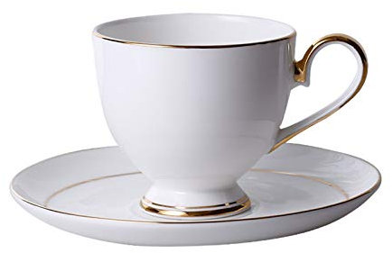 Kaffemuggar vita espressokoppar i porslin med fat och skedar 150 ml med guldkant espressokaffekopp set för speciella kaffedrycker, latte, café mocka och temuggar