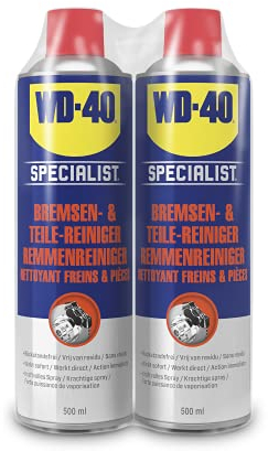 WD-40 Specialist Bremsen- & Teilereiniger 2x500ml – Fettlöser für Bremsen, Kupplungen & Motorenteile, entfernt Bremsstaub, Öl & Verunreinigungen, verbessert Bremsleistung & verhindert Rückstände