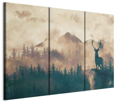 murando - Akustikbild Gebirge Wald Panorama, Schallschutz, Wohnzimmer, Büro