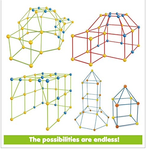 TLHWIN Kinder Fort Bausätze Lernspielzeug Burgen Bauen Tunnel Zelt Raketenturm Spielzeugsets Indoor & Outdoor Lernspielzeug DIY Bausätze Bauspielzeug Geburtstagsgeschenk für Kinder (157PCS)