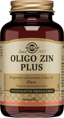 Solgar OLIGO ZIN PLUS – Zinco (gluconato + citrato) orosolubile gusto limone/lime, 50 tavolette