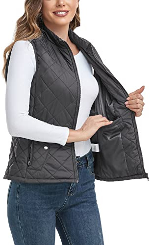 LONGKING Women's Lightweight Vest, Packable Quilted Sleeveless Gilet