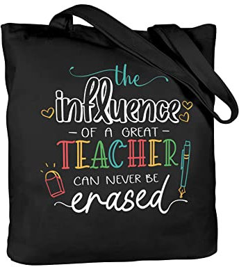 CARAKNOTS Lehrertasche, Lehrergeschenk für Frauen, Valentinstag, Wertschätzungswoche, Dankeschön, Geburtstag, Abschluss, Weihnachten, Ruhestand, Segeltuch, Schultertasche mit Tasche