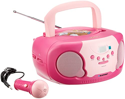 Blaupunkt BTB 20 Bibi & Tina tragbarer CD-Player mit Mikrofon, CD-Player für Kinder, UKW Radio mit manueller Sendereinstellung, 2,3 Watt RMS, Pink