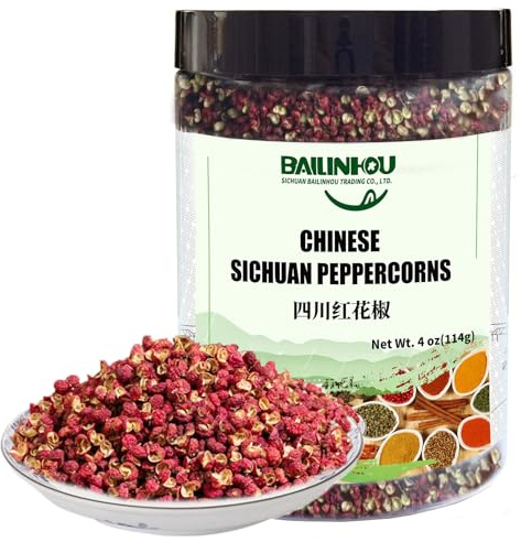 BAILINHOU Poivre de Sichuan premium [poivrons rouges et verts] 114 g. Poivre chinois. Importé directement de Sichuan, Chine.