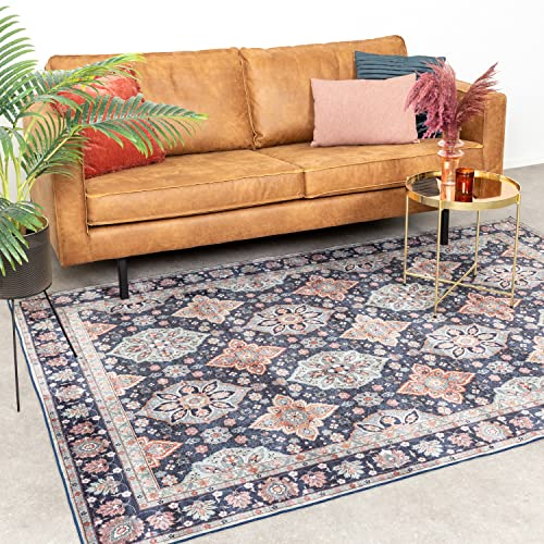 FRAAI | Home & Living Teppich Vintage - Imagine Oriental Blau - Baumwolle, Polyester - Flachgewebe - Vintage, Orientalisch - Wohnzimmer, Esszimmer, Schlafzimmer - Carpet