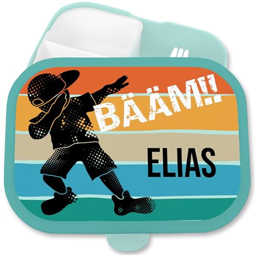 Brotdose Kinder Campus für Mepal - Cool Kids - BÄÄM Junge mit Namen - 750 ml - Türkis - personalisierte geschenke schulanfänger schulkind zur einschulung bääm jausenbox schulanfang und name