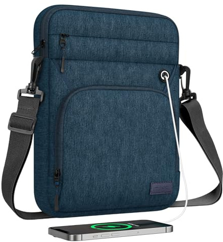 MoKo 13 Inch Tablet Shoulder Bag with Headphone Port | Tablet Carrying Case Fits 13 Inch iPad Pro M4/Air M2, iPad Pro 12.9 inch M2/M1, Galaxy Tab S9/S8 Plus 12.4, Indigo