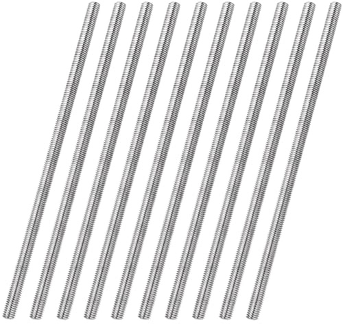 LOYORTY 10 Pack M10 x 250mm Fully Threaded Rods, 304 Stainless Steel Threaded Rod, M10-1.5 Threaded Rod Bars Studs, Right Hand Threads, fits for Anchor Bolts, Clamps, Hangers, U-Bolts (2/5 x 10)