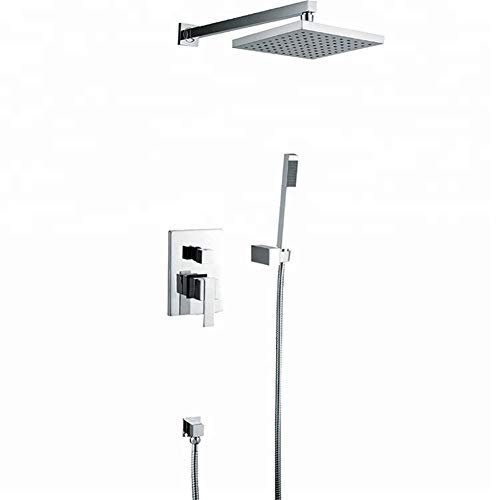 Juego de ducha de baño, cabezal de ducha empotrado, sistema de ducha cuadrado completo, kit de cabezal de ducha tipo lluvia, cómodo (tipo de grifo de baño y ducha: grifos de ducha empotrados)