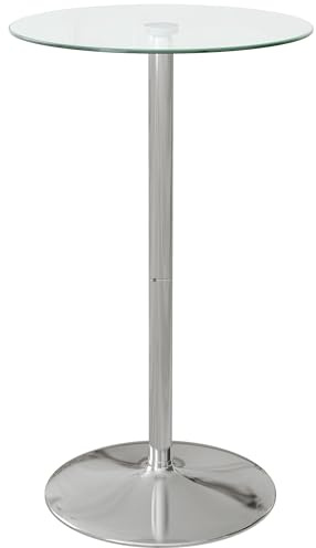 HOMCOM Round Bar Table, Poseur Table for 2, 60 x 60 x 102cm, Clear Glass