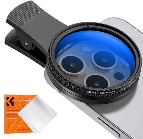 K&F CONCEPT Clip-on Filter 52mm CPL Filters Polarizing for Phone Clip, Compatible with iPhone 17 and Smartphone