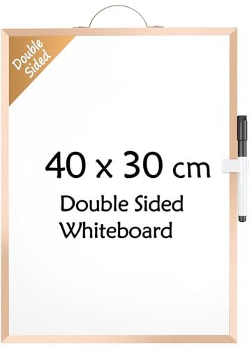 KTRIO Kleines Whiteboard, trocken abwischbar, 40 cm x 30 cm, doppelseitiges magnetisches Whiteboard für die Wand, Aluminiumrahmen, zum Aufhängen und tragbares Schreibtisch-Whiteboard für Studenten,