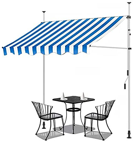 FGDIUCVN Patio Telescopic Awning Awning Manual Retractable Awning, Height Adjustable Pergola Shade Cover With Protection, Door Canopy,Canopy Awning,Any Window Or Door,Blue,118.1