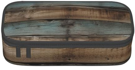 ULKMFFCF Rustikales Federmäppchen aus Holz mit Fächern – großes Fassungsvermögen, Stifteetui, Make-up-Tasche für Schule, Büro, Reisen, Schwarz , Einheitsgröße, Schulranzen