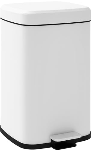 HOMCOM Poubelle de cuisine 20L poubelle à pédale en acier inoxydable avec couvercle à fermeture douce, compacte, seau intérieur amovible, 28L x 35l x 45H cm, blanc
