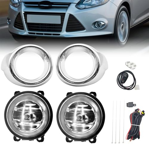 Fog Lights Compatible With 2012 2013 2014 Ford Focus S/SE/SEL/Titanium Models Front Bumper Lamps w/Light Bulb 1 Pair of fog lamps