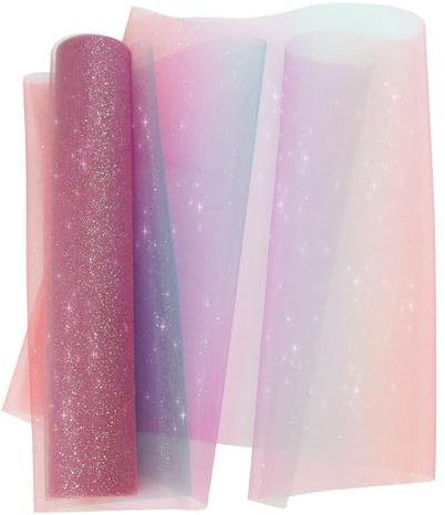 XIAQICA Tischläufer Regenbogen Glitzer Tüll 9 M x 30 cm Regenbogen Tischläufer Bunt Rosa Lila Grün Farbverlauf Tüllband Dekostoff Tischband Hochzeitsdekoration für Weihnachten Tischdeko Hochzeit