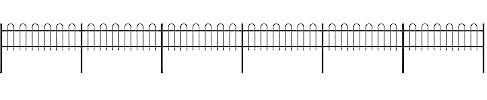 Zäune & Barrieren, Zaunpaneele, Gartenzaun mit Reifenoberseite, Stahl, 10,2 x 0,6 m, Schwarz