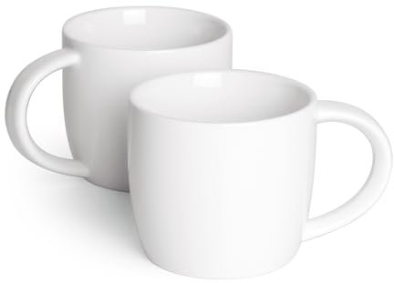 Tacuhy Juego de 2 tazas de café con leche y capuchino de 14 onzas, tazas de café blancas, tazas de café de cerámica