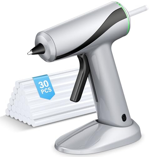 Heißklebepistole Akku, Pakinui Heissklebepistole Kabellos mit 2000mAh Akku, Schnelles Vorheizen in 40S, Klebepistole mit 30 Klebestiften 7mm für DIY, Handwerk und schnelle Reparaturen