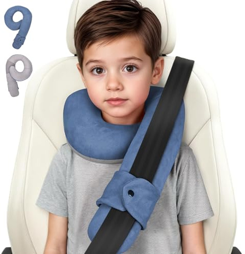 Kinder Reisekissen, Weiches Nackenkissen für Kinder auf Reisen, Gemütliches Nackenhörnchen für Zug & Flugzeug, Nackenstützkissen für Autositz, Geschenk für Kleinkinder/Jugendliche ab 3 Jahren, Rosa