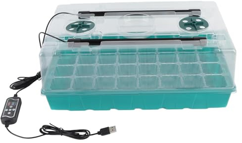 Mumusuki Advanced 40 Cell Seed Starter Tray with Full Spectrum LED Grow Light Auto 3/6/12H Timer, 5 Brightness 3 Modes, Drainage Holes Indoor Gardening Kit for Hydroponics, Vegetables